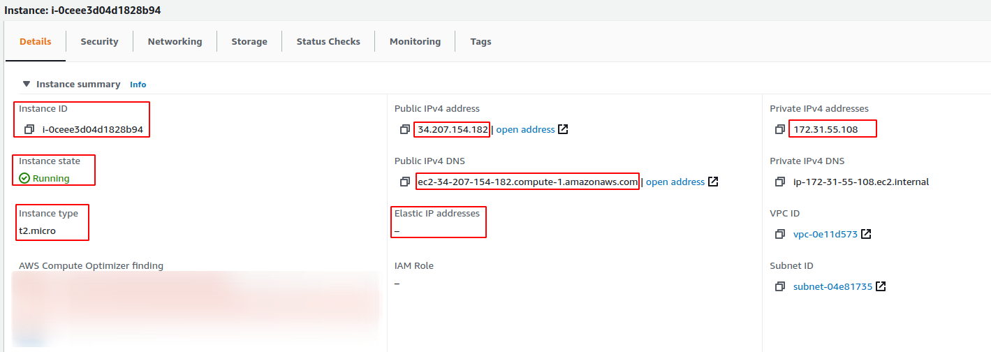 ec2 instance dasboard