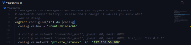 ip config vagrantfile